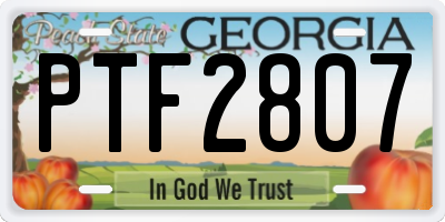 GA license plate PTF2807