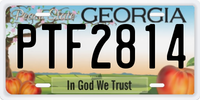 GA license plate PTF2814
