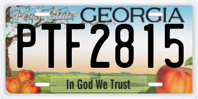 GA license plate PTF2815