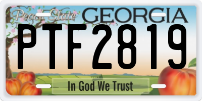 GA license plate PTF2819