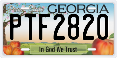 GA license plate PTF2820