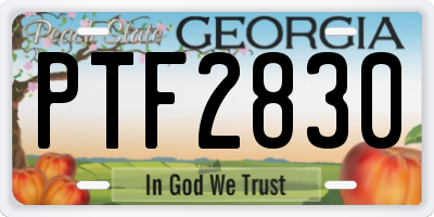 GA license plate PTF2830