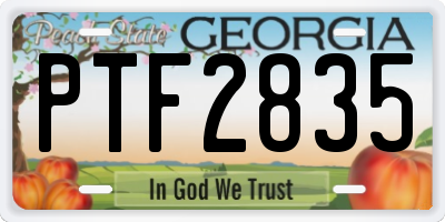 GA license plate PTF2835