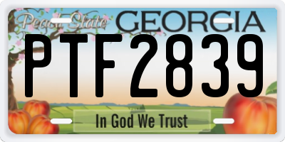 GA license plate PTF2839