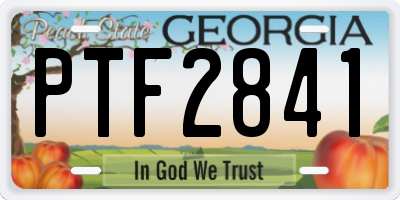 GA license plate PTF2841