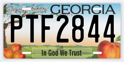 GA license plate PTF2844