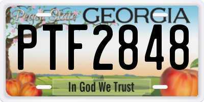 GA license plate PTF2848