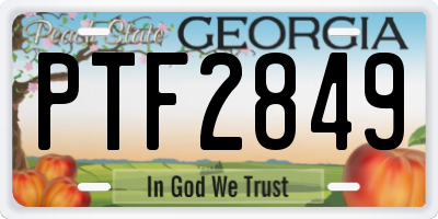 GA license plate PTF2849