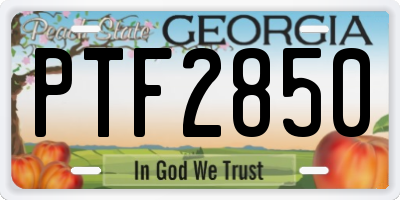 GA license plate PTF2850