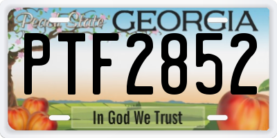 GA license plate PTF2852