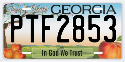 GA license plate PTF2853