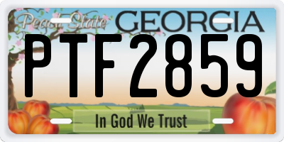GA license plate PTF2859