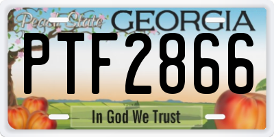 GA license plate PTF2866