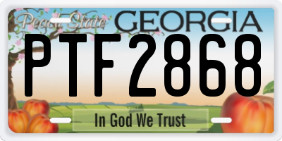 GA license plate PTF2868