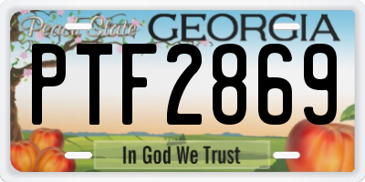 GA license plate PTF2869