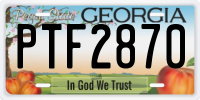 GA license plate PTF2870