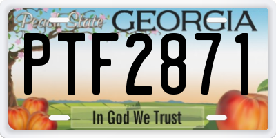 GA license plate PTF2871