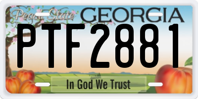 GA license plate PTF2881