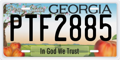 GA license plate PTF2885