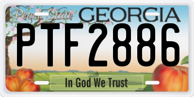 GA license plate PTF2886