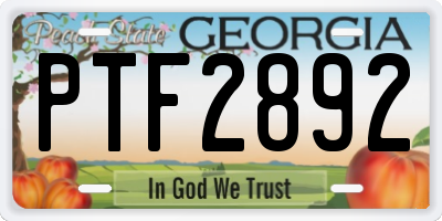 GA license plate PTF2892