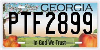 GA license plate PTF2899