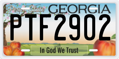 GA license plate PTF2902