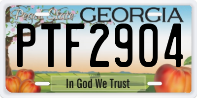 GA license plate PTF2904