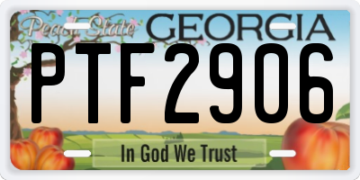 GA license plate PTF2906