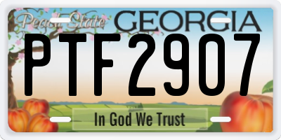 GA license plate PTF2907