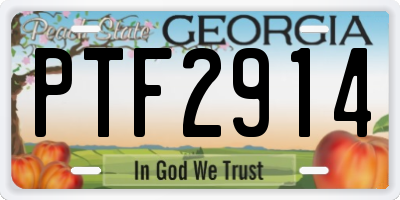 GA license plate PTF2914