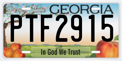 GA license plate PTF2915