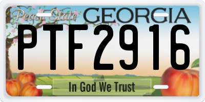 GA license plate PTF2916