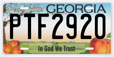 GA license plate PTF2920