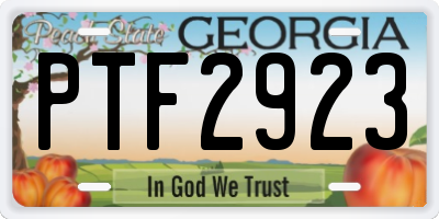 GA license plate PTF2923