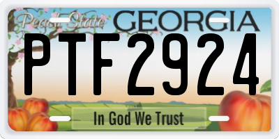 GA license plate PTF2924