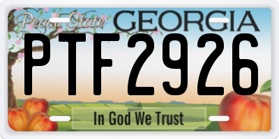 GA license plate PTF2926