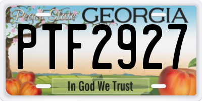 GA license plate PTF2927