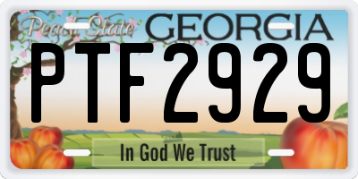 GA license plate PTF2929