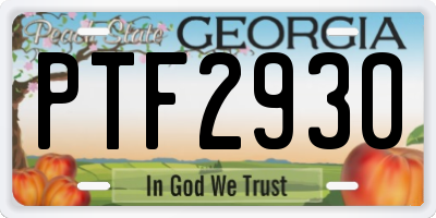 GA license plate PTF2930