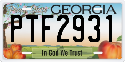 GA license plate PTF2931