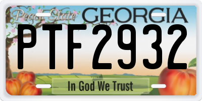 GA license plate PTF2932