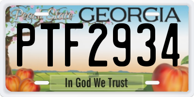 GA license plate PTF2934