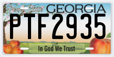 GA license plate PTF2935