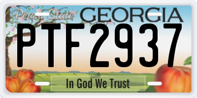 GA license plate PTF2937