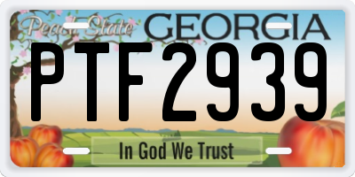 GA license plate PTF2939
