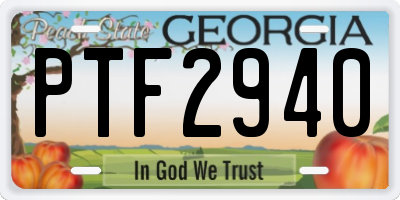 GA license plate PTF2940