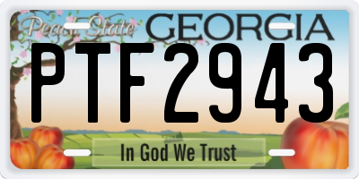 GA license plate PTF2943