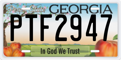 GA license plate PTF2947
