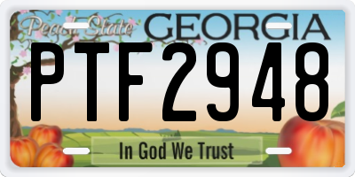 GA license plate PTF2948